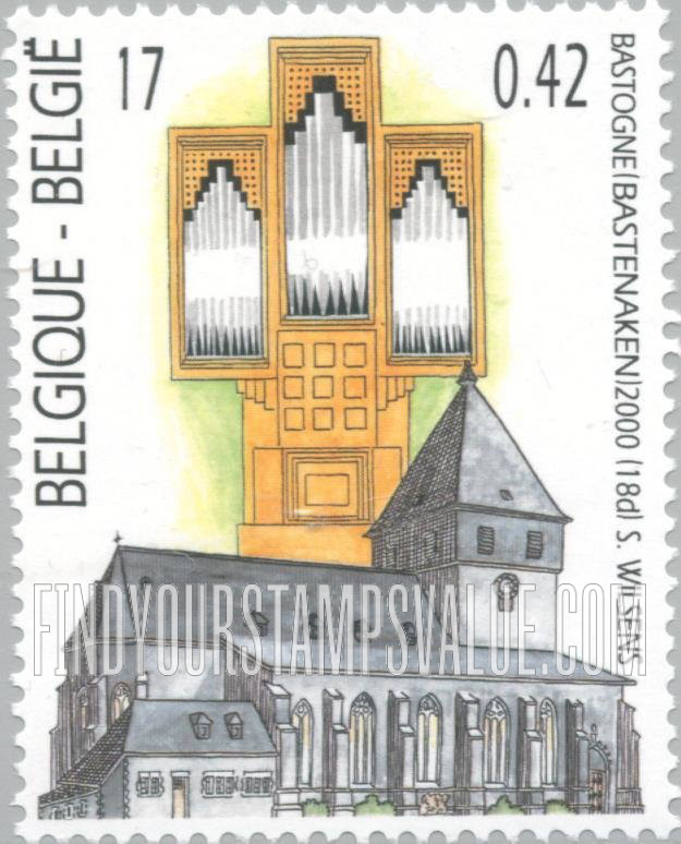 FindYourStampsValue: Tourism, Churches and their organs: St. Peter’s Church, Bastogne