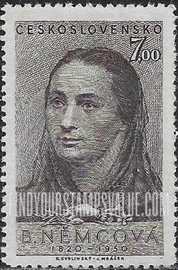 FindYourStampsValue: Bozena Nemcova (1820-1862), writer: Portrait Type of 1950