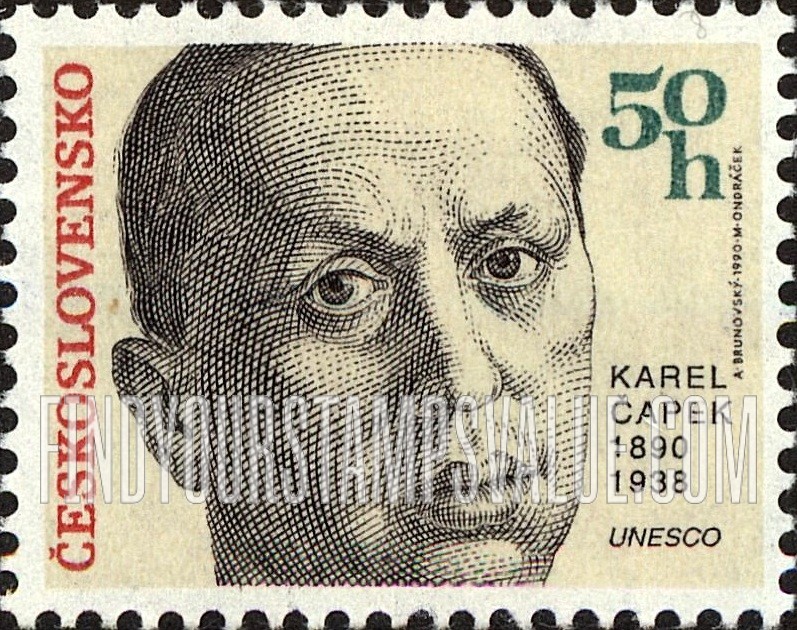 FindYourStampsValue: Famous men: Karel Capek, writer