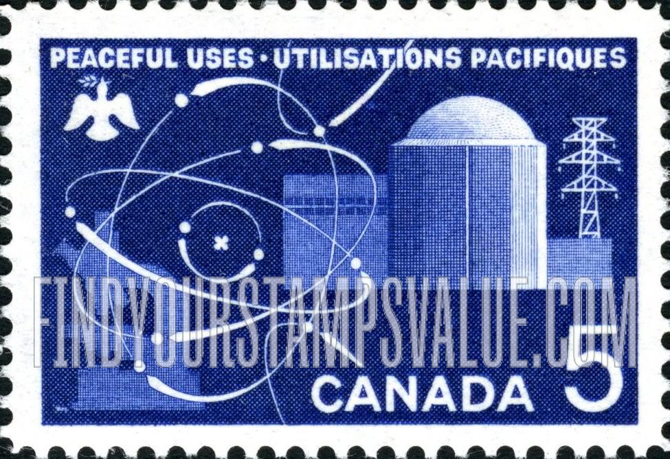 FindYourStampsValue: Atomic Reactor, Heavy Water Atom Symbol and Microscope