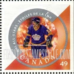 FindYourStampsValue: National Hockey League Stars: Marcel Dionne (orange background)