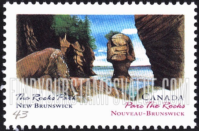 FindYourStampsValue: Canada Day: Provincial and Territorial Parks: The Rocks, New Brunswick