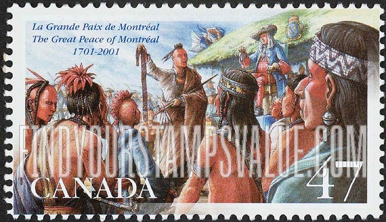 FindYourStampsValue: Great Peace of Montreal, 300th Anniversary
