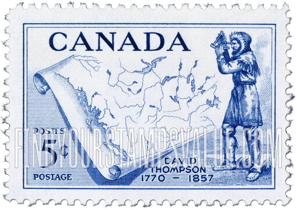 FindYourStampsValue: David Thompson and Map of Western Canada