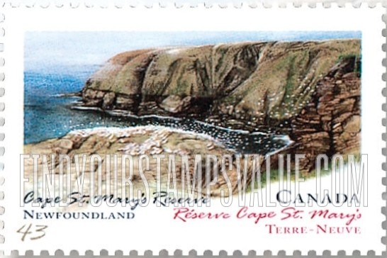 FindYourStampsValue: Canada Day: Provincial and Territorial Parks:Cape St. Mary’s Seabird Ecological Reserve, Newfoundland
