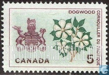 FindYourStampsValue: Dogwood and arms of British Columbia.