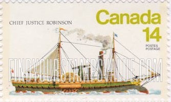 FindYourStampsValue: Sailing Ships Type of 1977: “Chief Justice Robinson,” 1842