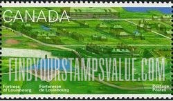 FindYourStampsValue: Fortress of Louisbourg, 275 Anniversary: Drawing of King’s Garden,Convent, Hospital and barracks