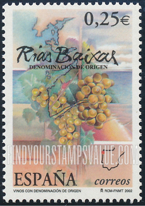 FindYourStampsValue: Wine Producing Regions: Grapes and map of Rias Baixas region