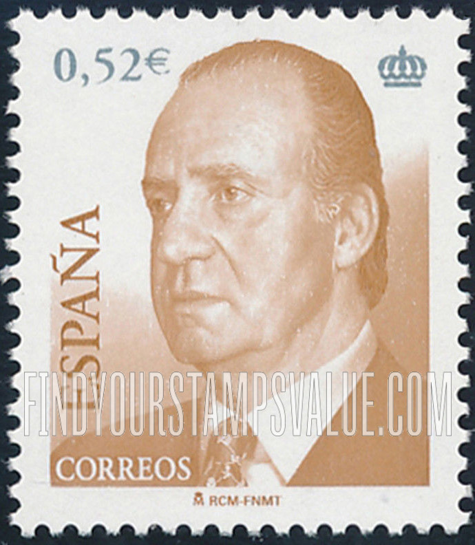 FindYourStampsValue: King Juan Carlos Type of 2001 With Euro Denominations Only