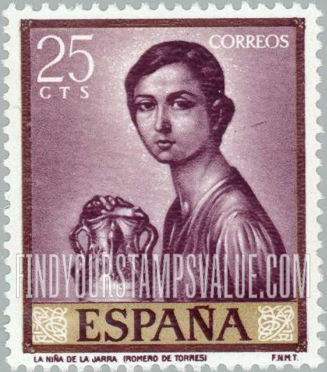 FindYourStampsValue: De Torres Paintings: Girl with Jar