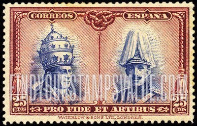 FindYourStampsValue: Semi-Postal: Catacombs Restoration, Toledo, Pope Pius XI and King Alfonso XIII