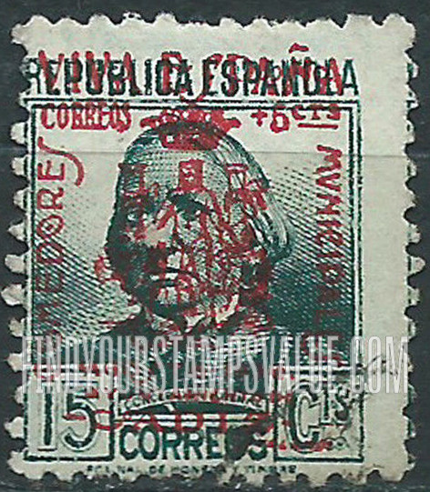FindYourStampsValue: Revolutionary Overprints, Nationalist (Revolutionary) Forces, Cadiz Semi-Postal: Concepción Arenal