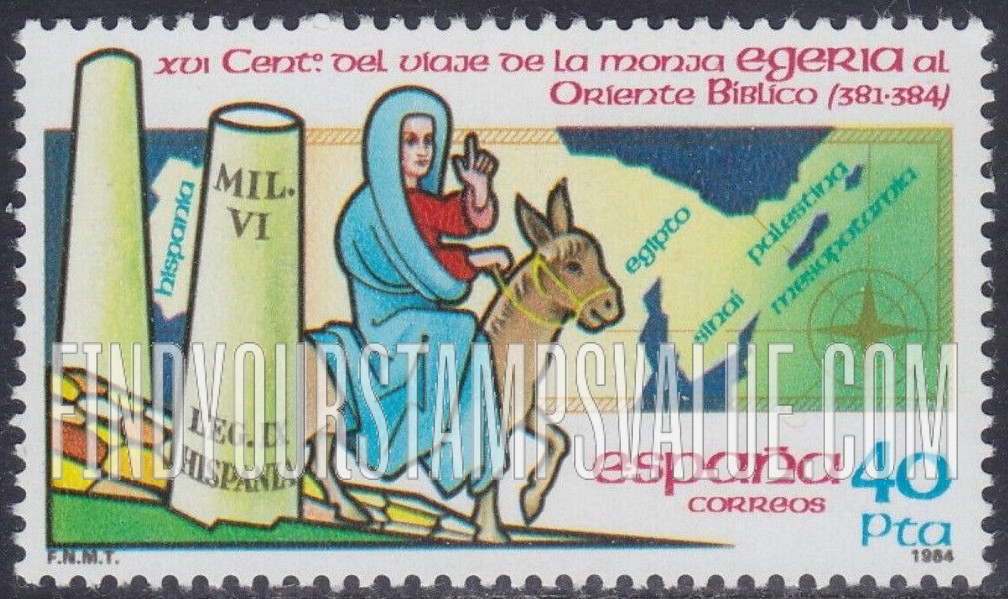FindYourStampsValue: Journey to the Holy Land by Sister Egeria, 1600th Anniversary: Map, Sister Egeria