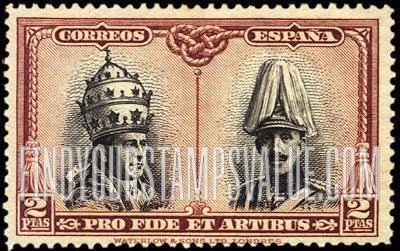 FindYourStampsValue: Semi-Postal: Catacombs Restoration, Santiago, Pope Pius XI and King Alfonso XIII
