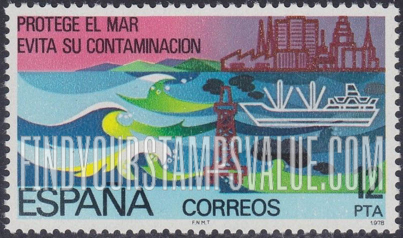 FindYourStampsValue: Waves, oil rig, tanker and city