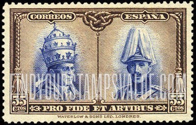 FindYourStampsValue: Semi-Postal: Catacombs Restoration, Toledo, Pope Pius XI and King Alfonso XIII