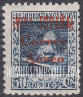 FindYourStampsValue: Revolutionary Overprints, Nationalist (Revolutionary) Forces, Burgos Air Post: Velázquez