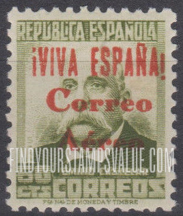 FindYourStampsValue: Revolutionary Overprints, Nationalist (Revolutionary) Forces, Burgos Air Post: Emilio Castelar