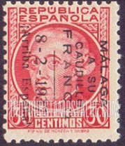 FindYourStampsValue: Revolutionary Overprints, Nationalist (Revolutionary) Forces, Malaga: Gaspar Melchor de Jovellanos
