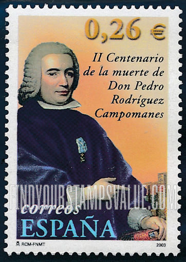 FindYourStampsValue: Pedro Rodríguez de Campomanes (1723-1802), Jurist