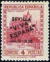 FindYourStampsValue: Revolutionary Overprints, Nationalist (Revolutionary) Forces, Seville: Alcázar of Segovia