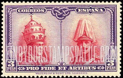 FindYourStampsValue: Semi-Postal: Catacombs Restoration, Toledo, Pope Pius XI and King Alfonso XIII