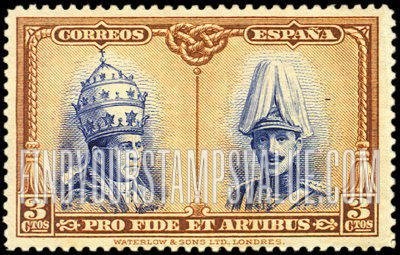 FindYourStampsValue: Semi-Postal: Catacombs Restoration, Toledo, Pope Pius XI and King Alfonso XIII