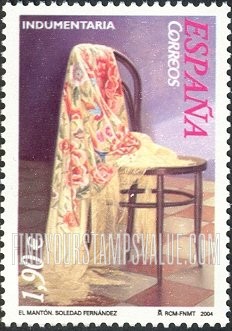 FindYourStampsValue: Paintings of Shawls, by Soledad Fernández: Shawl on chair