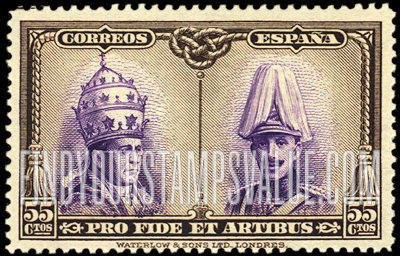 FindYourStampsValue: Semi-Postal: Catacombs Restoration, Santiago, Pope Pius XI and King Alfonso XIII