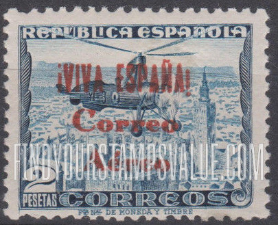 FindYourStampsValue: Revolutionary Overprints, Nationalist (Revolutionary) Forces, Burgos Air Post: Autogiro over Seville