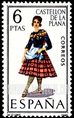 FindYourStampsValue: Regional Costumes Issue: Woman from Castellon de la Plana