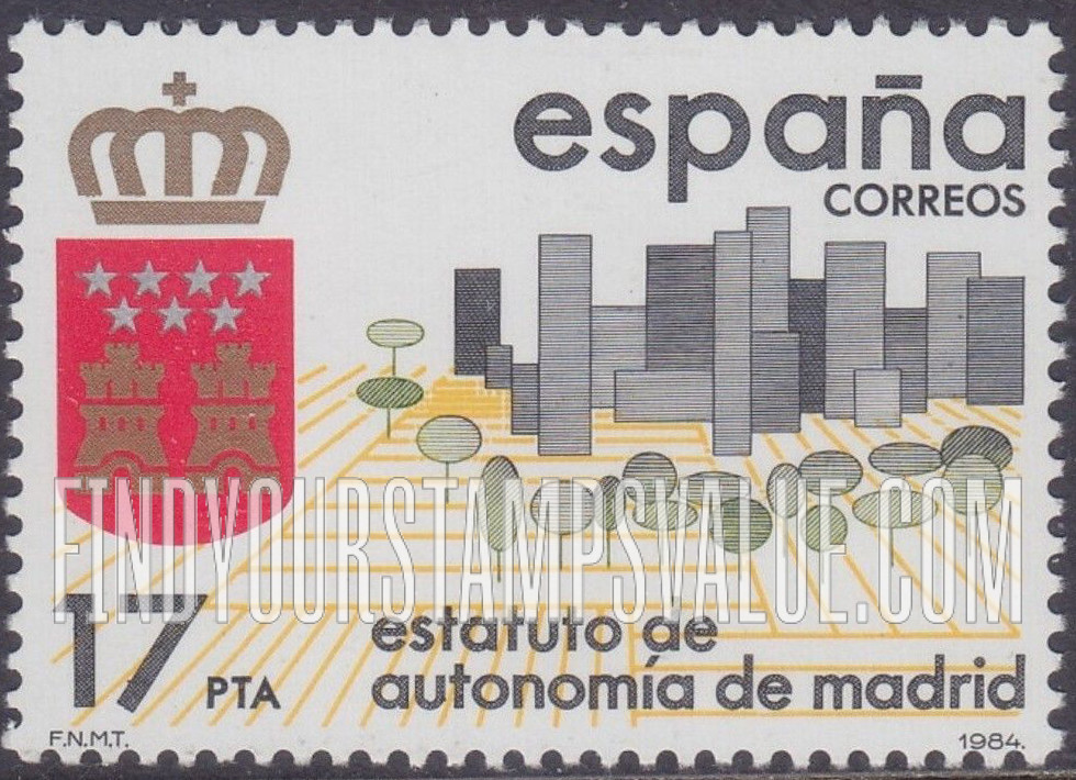 FindYourStampsValue: Madrid Autonomy Statue: Arms, buildings