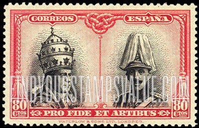 FindYourStampsValue: Semi-Postal: Catacombs Restoration, Santiago, Pope Pius XI and King Alfonso XIII