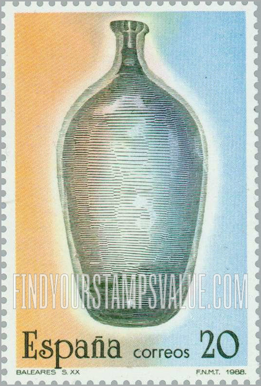 FindYourStampsValue: Glassware: Bottle, Baleares, 20th cent.