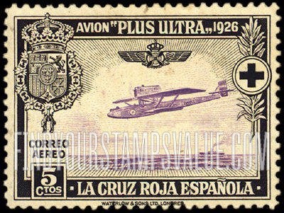 FindYourStampsValue: Air Post Semi-Postal: Red Cross, Ramon Franco’s Plane Plus Ultra