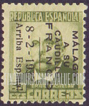 FindYourStampsValue: Revolutionary Overprints, Nationalist (Revolutionary) Forces, Malaga: Emilio Castelar