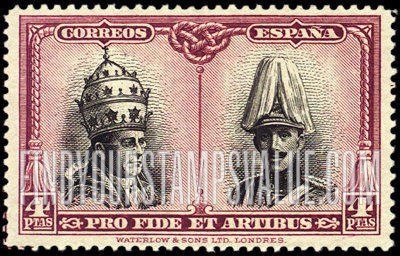FindYourStampsValue: Semi-Postal: Catacombs Restoration, Santiago, Pope Pius XI and King Alfonso XIII