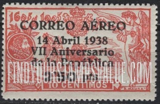 FindYourStampsValue: Air Post: Don Quixote attacks windmill