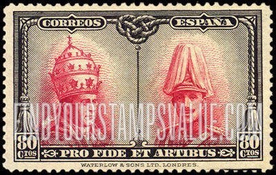 FindYourStampsValue: Semi-Postal: Catacombs Restoration, Toledo, Pope Pius XI and King Alfonso XIII