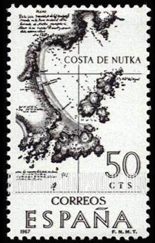 FindYourStampsValue: Builders of the New World: Old map of Nootka coast