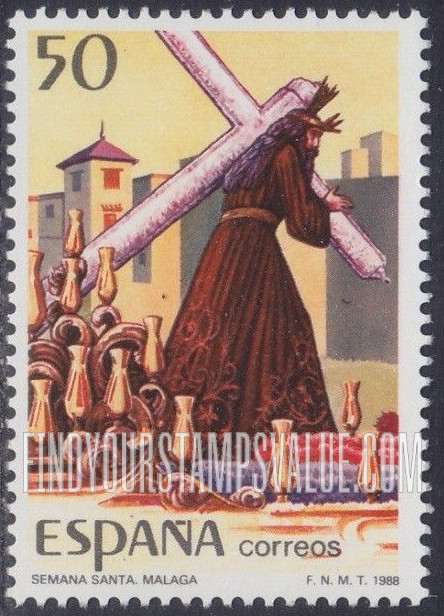 FindYourStampsValue: Passion Week in Valladolid and Malaga: Christ carrying the cross along Malaga procession route