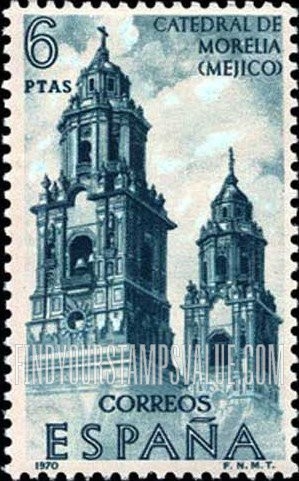 FindYourStampsValue: Builders of the New World: Cathedral Towers, Morelia, Mexico