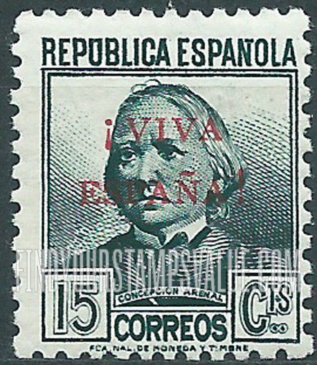FindYourStampsValue: Revolutionary Overprints, Nationalist (Revolutionary) Forces, Orense: Concepción Arenal