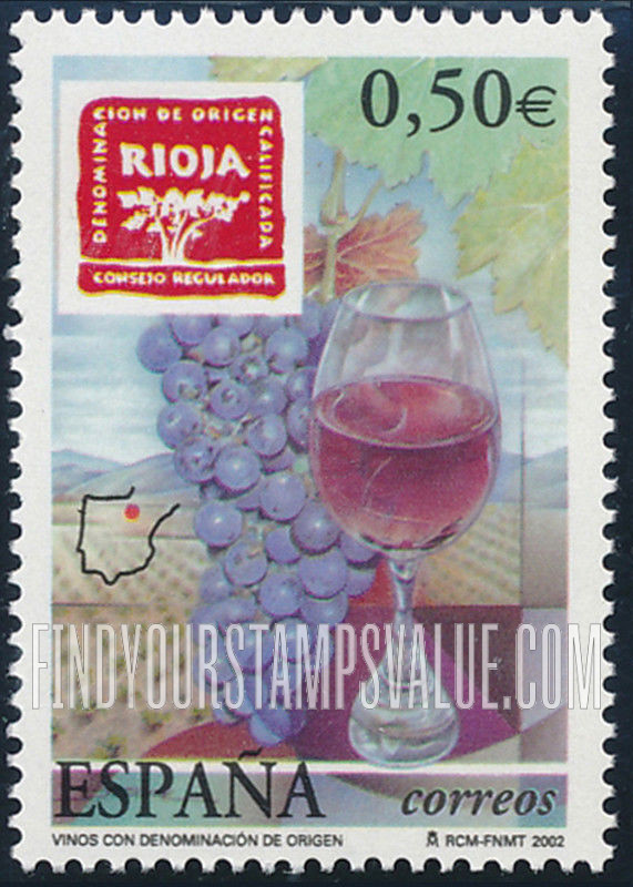 FindYourStampsValue: Wine Producing Regions: Grapes and map of Rioja region