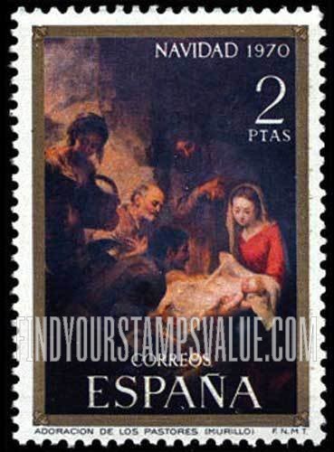 FindYourStampsValue: Christmas: Adoration of the Shepherds, by Murillo