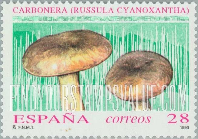 FindYourStampsValue: Mushrooms: Russula cyanoxantha