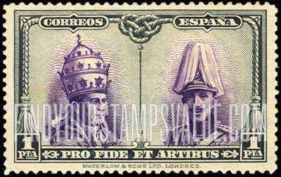 FindYourStampsValue: Semi-Postal: Catacombs Restoration, Santiago, Pope Pius XI and King Alfonso XIII