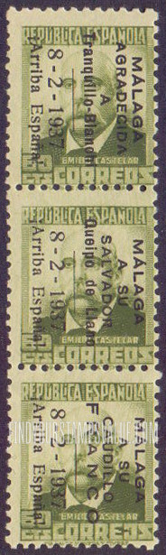 FindYourStampsValue: Revolutionary Overprints, Nationalist (Revolutionary) Forces, Malaga: Emilio Castelar