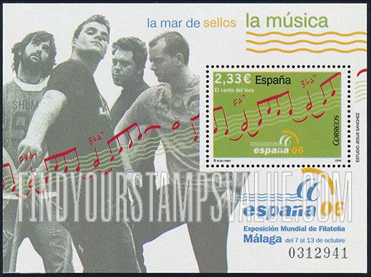FindYourStampsValue: España 06 World Philatelic Exhibition, Malaga: Exhibition emblem and Musical notes and staff